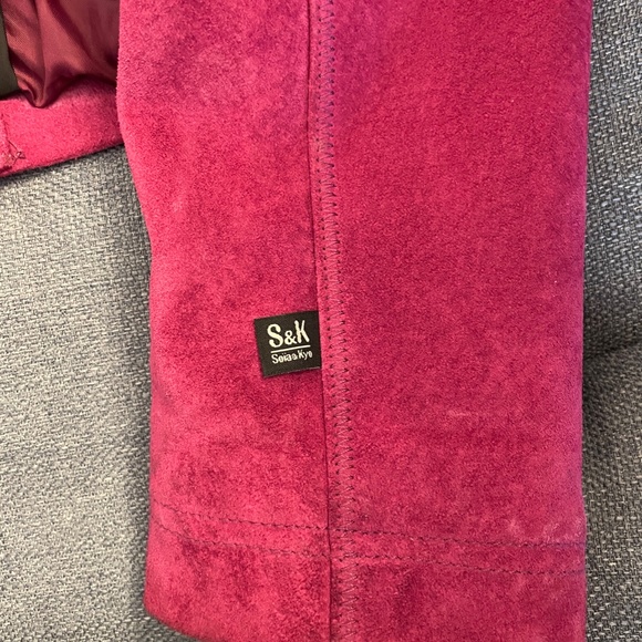 Soia & Kyo Size Small Magenta Suede Moto Jacket - Picture 8 of 8